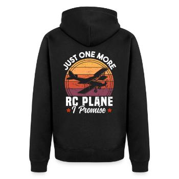 Nur noch ein RC-Flugzeug, versprochen - Unisex Premium Bio Zip Hoodie - Schwarz - Hinten - Nico (187cm)