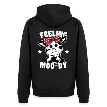 Vache mignonne se sentant lunatique, jeu de mots drôle - Veste à capuche bio Premium Unisexe - noir - Dos - Nico (187cm)