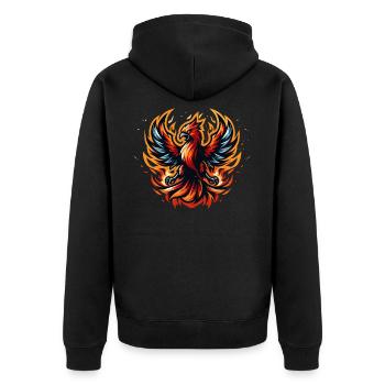Phoenix - Unisex Premium Organic Zip Hoodie - black - Back - Nico (187cm)