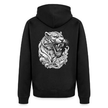 Chemise streetwear urbaine à imprimé tigre - Veste à capuche bio Premium Unisexe - noir - Dos - Nico (187cm)