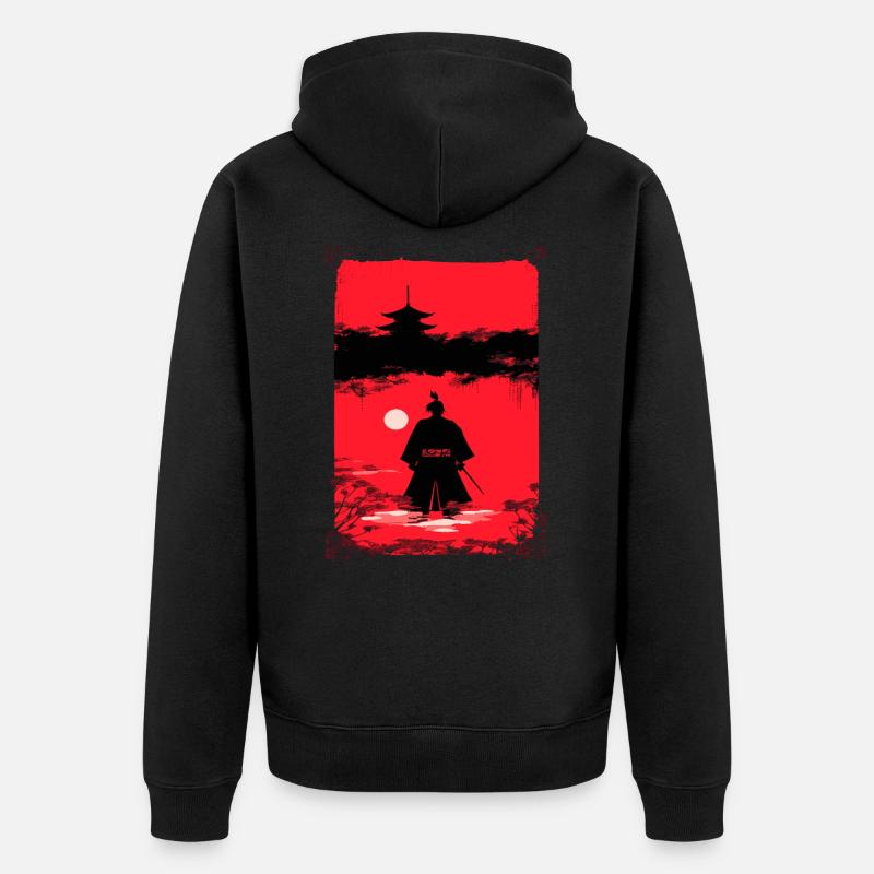 Samouraï au clair de lune - Veste à capuche bio Premium Unisexe - noir
