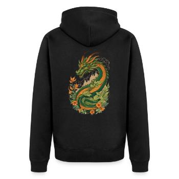 Mystical Garden of Dragons - Unisex Premium Organic Zip Hoodie - black - Back - Nico (187cm)