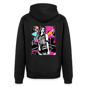 Art audacieux de la mode de rue - Veste à capuche bio Premium Unisexe - noir - Dos - Nico (187cm)