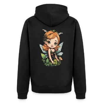 Blooming Forest Fairy – Sweet Nature Spirit - Unisex Premium Organic Zip Hoodie - black - Back - Nico (187cm)
