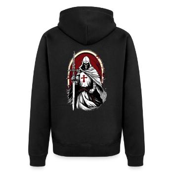Kreuzritter mit rotem Kreuz - Unisex Premium Bio Zip Hoodie - Schwarz - Hinten - Nico (187cm)