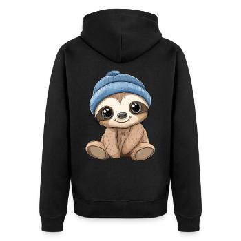 Paresseux doux mignon bébé enfants animal dessin animé - Veste à capuche bio Premium Unisexe - noir - Dos - Nico (187cm)