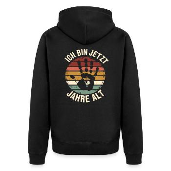 Ich jetzt 5 Jahre alt, Süßes Kinderdesign - Unisex Premium Bio Zip Hoodie - Schwarz - Hinten - Nico (187cm)