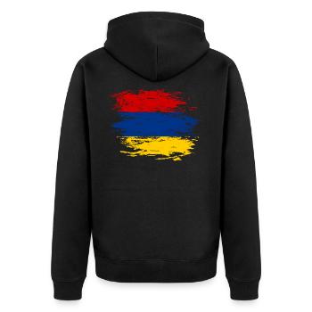 Drapeau de l'Arménie utilisé - Veste à capuche bio Premium Unisexe - noir - Dos - Nico (187cm)