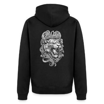 Tiger Shirt for Martial Artists – Powerful Design - Unisex Premium Organic Zip Hoodie - black - Back - Nico (187cm)