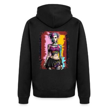 Jolie fille punk - Veste à capuche bio Premium Unisexe - noir - Dos - Nico (187cm)