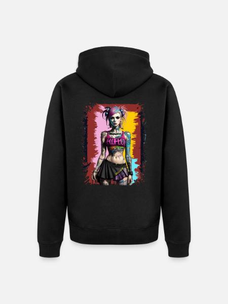 Pretty Punk Girl - Unisex Premium Organic Zip Hoodie - black