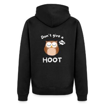 Funny Owl Sleep Pun Humor - Unisex Premium Organic Zip Hoodie - black - Back - Nico (187cm)
