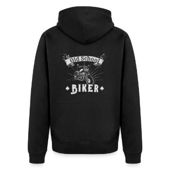 Motard à l’ancienne école Moto vintage - Veste à capuche bio Premium Unisexe - noir - Dos - Nico (187cm)