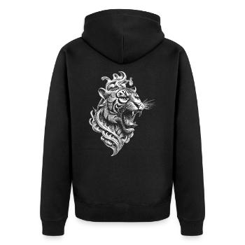 Chemise Tigre Zen pour des moments de méditation - Veste à capuche bio Premium Unisexe - noir - Dos - Nico (187cm)