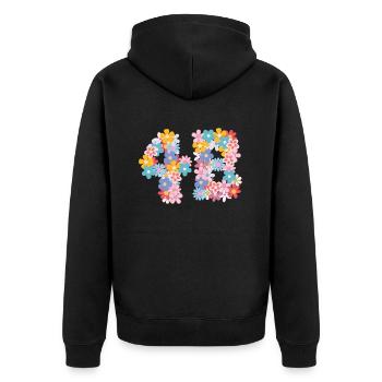 4B Floral Feminist Movement Strength Women - Unisex Premium Organic Zip Hoodie - black - Back - Nico (187cm)