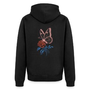 Papillon Rose - Veste à capuche bio Premium Unisexe - noir - Dos - Nico (187cm)