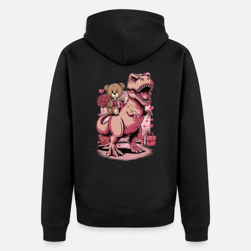 T. Rex Saint-Valentin - Veste à capuche bio Premium Unisexe - noir