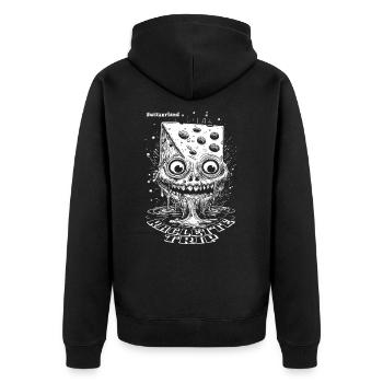 Humorvoller Käse-Schreck Raclette Party T-Shirt - Unisex Premium Bio Zip Hoodie - Schwarz - Hinten - Nico (187cm)