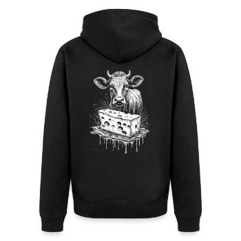 T-shirt d’hiver à motif de vache artistique - Veste à capuche bio Premium Unisexe - noir - Dos - Nico (187cm)