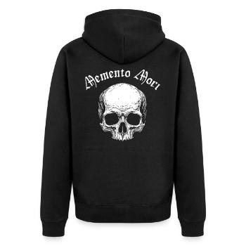 Memento Mori Schädel - Unisex Premium Bio Zip Hoodie - Schwarz - Hinten - Nico (187cm)