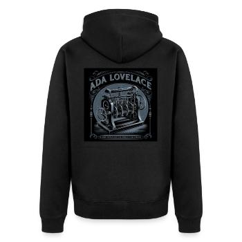Erbe der Menschheit - Ada Lovelace - Unisex Premium Bio Zip Hoodie - Schwarz - Hinten - Nico (187cm)