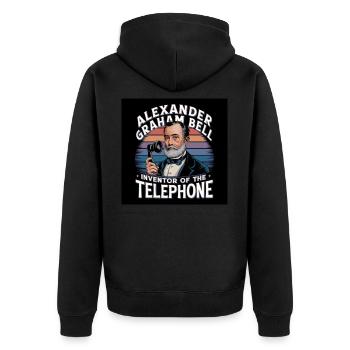 Patrimoine de l’humanité - Alexander Graham Bell - Veste à capuche bio Premium Unisexe - noir - Dos - Nico (187cm)