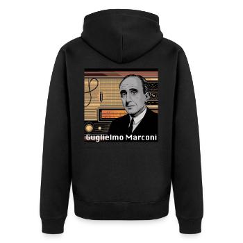 Patrimoine de l’Humanité - Guglielmo Marconi - Veste à capuche bio Premium Unisexe - noir - Dos - Nico (187cm)