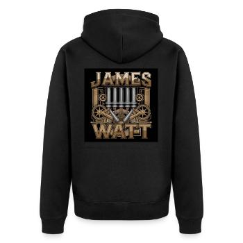 Heritage of Humanity - James Watt - Unisex Premium Organic Zip Hoodie - black - Back - Nico (187cm)