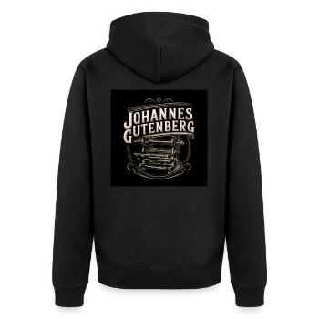 Heritage of Humanity - Johannes Gutenberg - Unisex Premium Organic Zip Hoodie - black - Back - Nico (187cm)