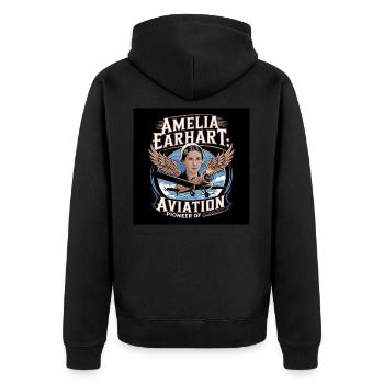 Erbe der Menschheit - Amelia Earhart - Unisex Premium Bio Zip Hoodie - Schwarz - Hinten - Nico (187cm)