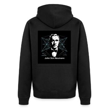 Erbe der Menschheit - John von Neumann - Unisex Premium Bio Zip Hoodie - Schwarz - Hinten - Nico (187cm)