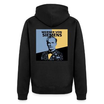 Erbe der Menschheit - Werner von Siemenz - Unisex Premium Bio Zip Hoodie - Schwarz - Hinten - Nico (187cm)