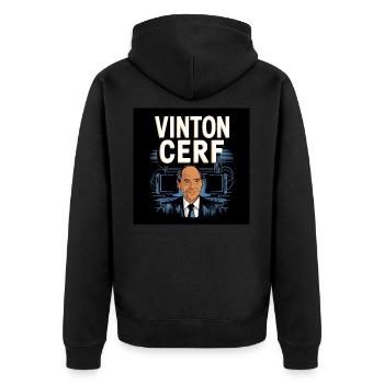 Heritage of Humanity - Vinton Cerf - Unisex Premium Organic Zip Hoodie - black - Back - Nico (187cm)