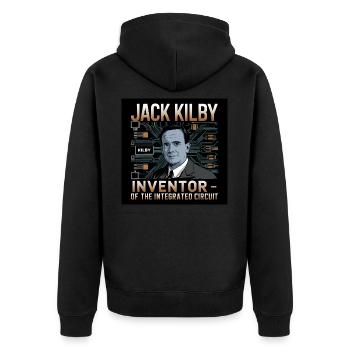 Erbe der Menschheit - Jack Kilby - Unisex Premium Bio Zip Hoodie - Schwarz - Hinten - Nico (187cm)