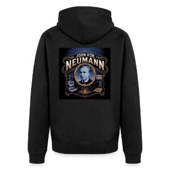 Erbe der Menschheit - John von Neumann - Unisex Premium Bio Zip Hoodie - Schwarz - Hinten - Nico (187cm)