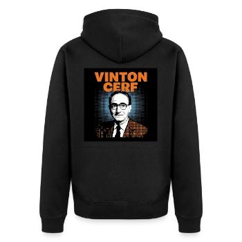 Erbe der Menschheit - Vinton Cerf - Unisex Premium Bio Zip Hoodie - Schwarz - Hinten - Nico (187cm)