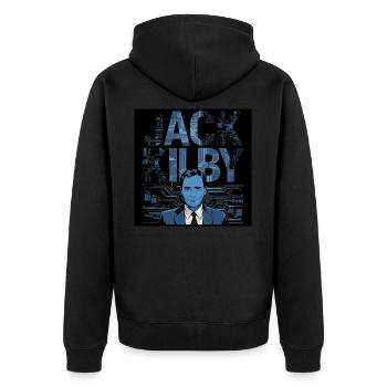 Erbe der Menschheit - Jack Kilby - Unisex Premium Bio Zip Hoodie - Schwarz - Hinten - Nico (187cm)