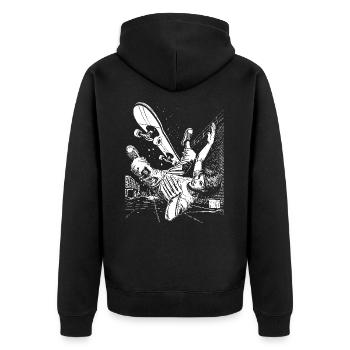 Big Case – Dynamics and Humor in a Skater T-Shirt - Unisex Premium Organic Zip Hoodie - black - Back - Nico (187cm)