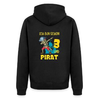 Kinder Pirat 3 Jahre Geburtstag Dabbing Skelett - Unisex Premium Bio Zip Hoodie - Schwarz - Hinten - Nico (187cm)
