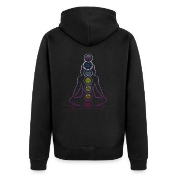 7 Chakras Zen Meditation & Yoga Buddhism - Unisex Premium Organic Zip Hoodie - black - Back - Nico (187cm)
