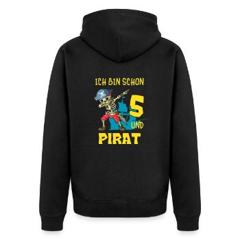 Kinder Pirat Dabbing Skelett 5 Jahre Geburtstag - Unisex Premium Bio Zip Hoodie - Schwarz - Hinten - Nico (187cm)