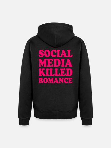 social media killed romance - Unisex Premium Organic Zip Hoodie - black