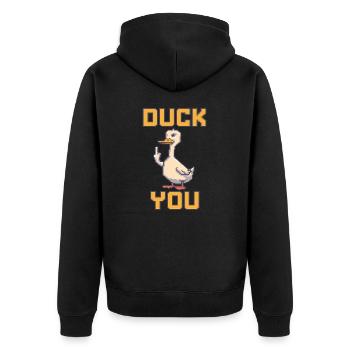 Duck you - Unisex Premium Bio Zip Hoodie - Schwarz - Hinten - Nico (187cm)