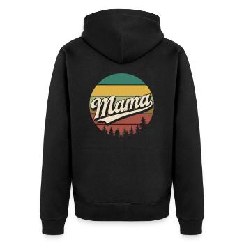 Mama Retro Sunset Logo - Unisex Premium Bio Zip Hoodie - Schwarz - Hinten - Nico (187cm)