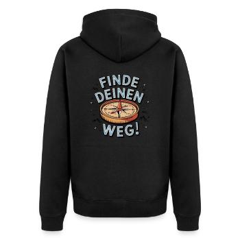 Finde deinen Weg - Unisex Premium Bio Zip Hoodie - Schwarz - Hinten - Nico (187cm)