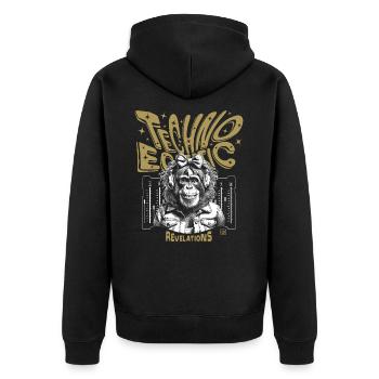 Techno monkey girl: club vibes on your shirt - Unisex Premium Organic Zip Hoodie - black - Back - Nico (187cm)