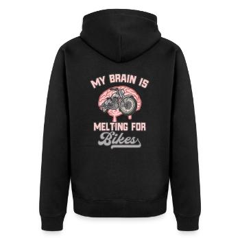 Motorrad Gehirn Motorräder Lustiges Biker - Unisex Premium Bio Zip Hoodie - Schwarz - Hinten - Nico (187cm)