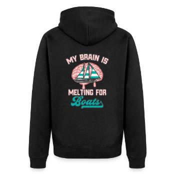 Gehirn Boote Segeln Bootfahren Lustiges Segler - Unisex Premium Bio Zip Hoodie - Schwarz - Hinten - Nico (187cm)