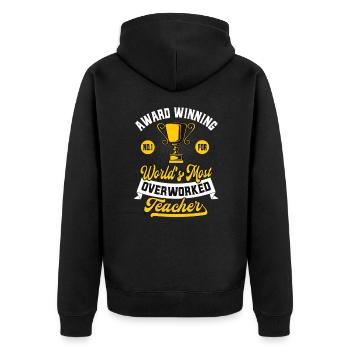 Lehrer Humor Auszeichnung Überarbeitete Lehrkräfte - Unisex Premium Bio Zip Hoodie - Schwarz - Hinten - Nico (187cm)