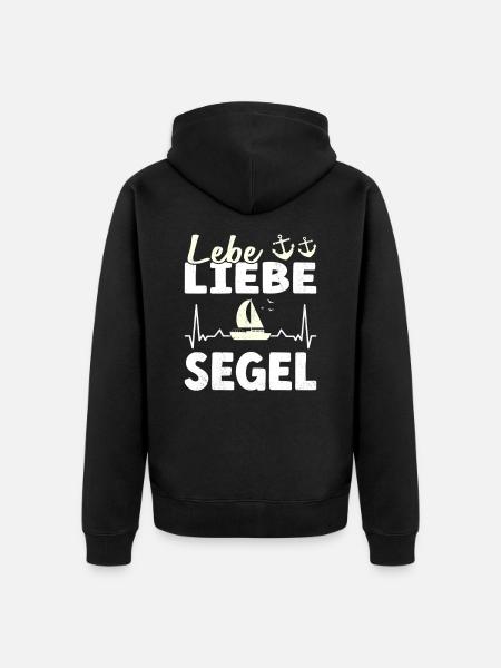 Live Love Sailing Skipper Kaptajn Sejlads & Sejlads - Premium økologisk unisex-hættejakke - sort